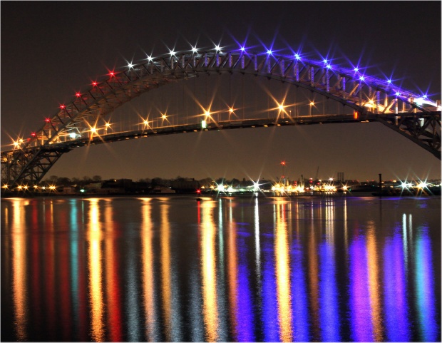 Bayonne Bridge patriotic lights